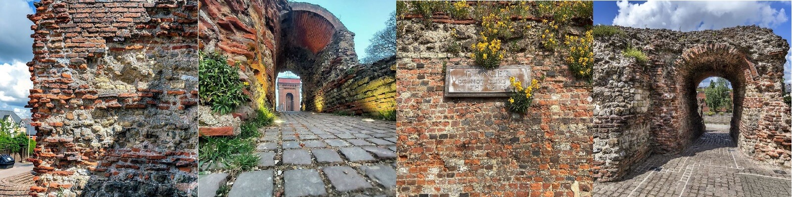 4 images of the Roman Wall & Balkerne Gateway